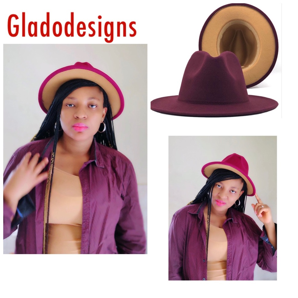 Unisex Fedora Hat two tone fedora hat cowboy wide